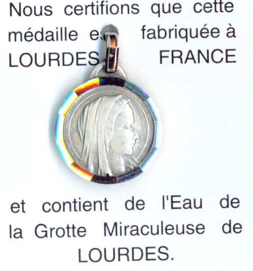 Alpacca Virgin medal with lourdes Water