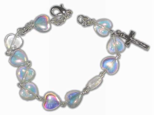 Bracelet de coeurs avec croix