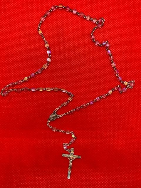 Rosary fancy transparent pink beads