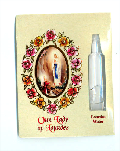 Prayer card with Lourdes Water english or spanish
