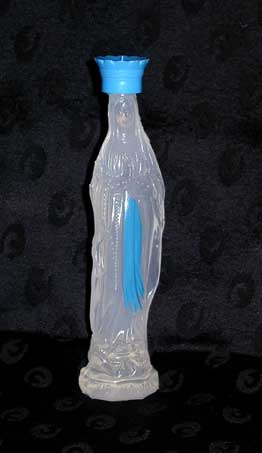 Virgen Mara transparente llenada con Agua de Lourdes 15 cm
