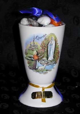 Large mug filled with Special Lourdes Water Candies