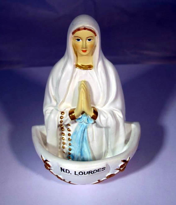 Mini holy water font with the Virgin Mary