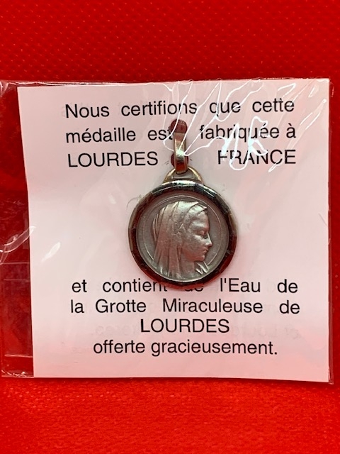 Virgin silver medal with Lourdes Water