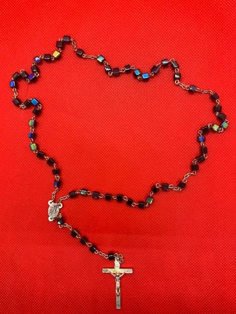 Fancy black rosary with crucifix