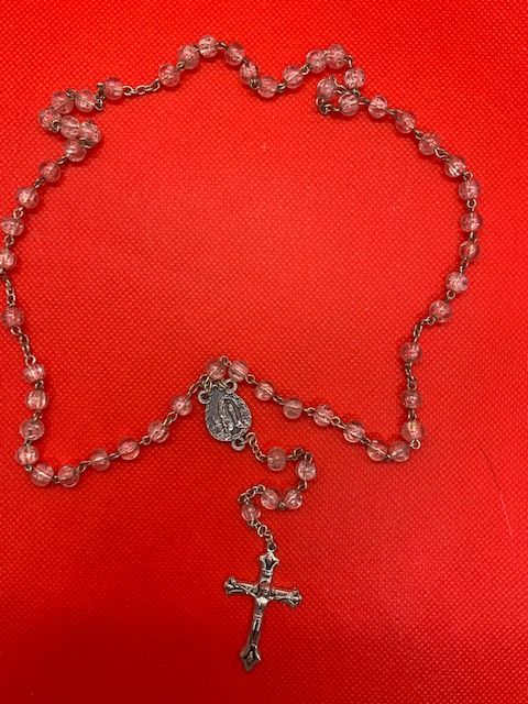 Fancy rosary with transparent beads and crucifix