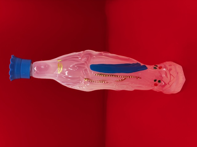 Large glass transparent Virgin Mary filled with Lourdes Water