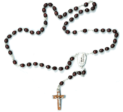 Wood rosary with holy water